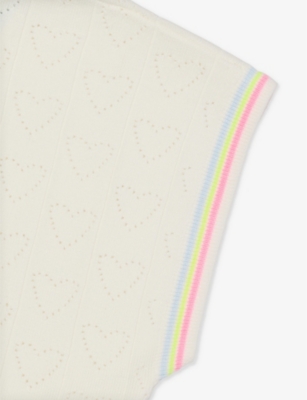 Shop Billie Blush Pointelle Heart-motif Cotton-blend Knit Top 2-12 In Ivory