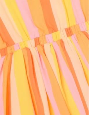 BILLIE BLUSH OCHRE STRIPED SHORT-SLEEVED WOVEN DRESS 2-12