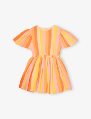 BILLIE BLUSH: Striped Short-Sleeved Woven Dress 2-12 Years