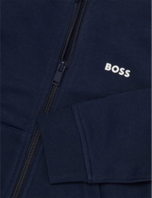 BOSS: Brand-Print Kangaroo-Pocket Cotton-Blend Hoody 4-16 Years