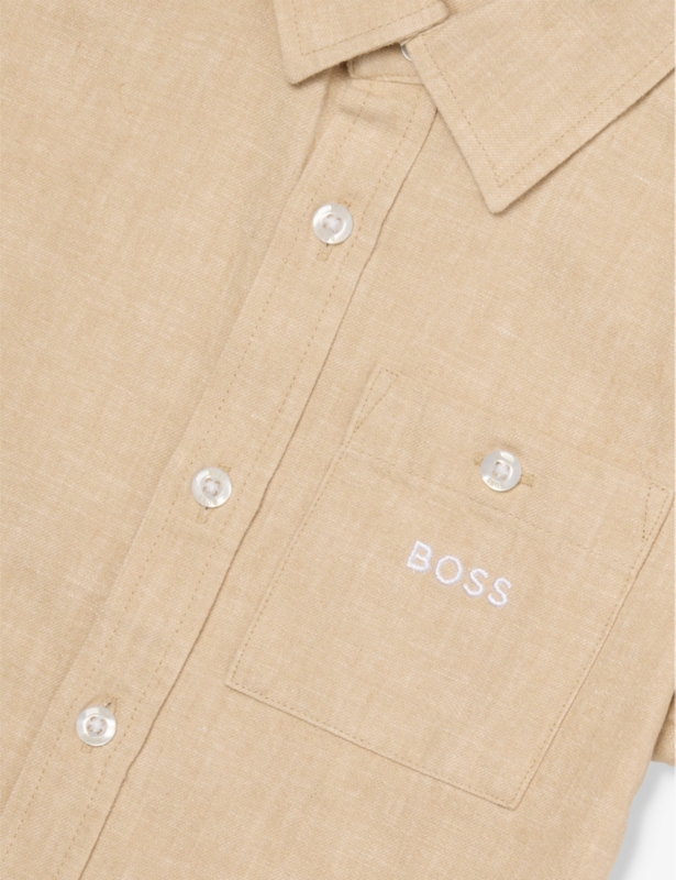 Logo-embroidered linen and cotton shirt 4-12 years