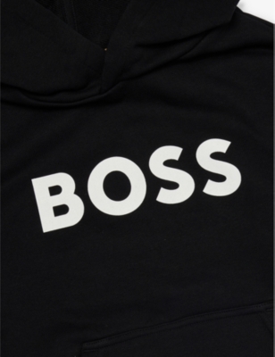 BOSS: Brand-Print Kangaroo-Pocket Cotton-Jersey Sweatshirt 4-16 Years