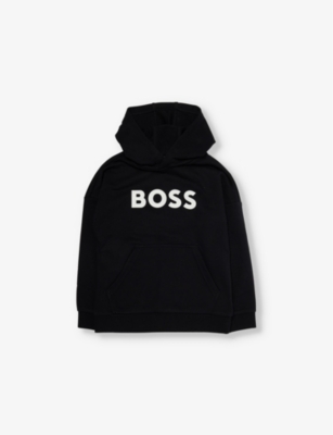BOSS: Brand-Print Kangaroo-Pocket Cotton-Jersey Sweatshirt 4-16 Years