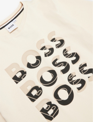 BOSS: Repeat logo-print cotton T-shirt 4-16 years
