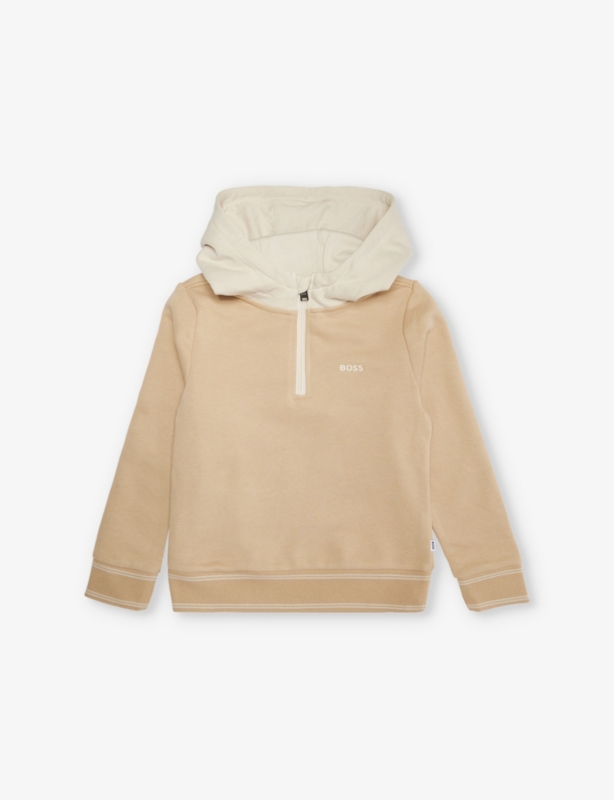 Logo-print striped-trim cotton hoody 4-12 years