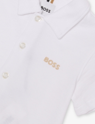 BOSS: Logo-Embroidered Short-Sleeve Cotton Shirt 6-36 Months