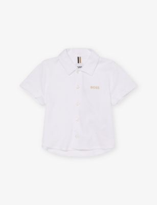 BOSS: Logo-Embroidered Short-Sleeve Cotton Shirt 6-36 Months