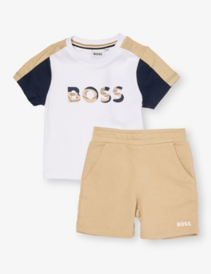 BOSS: Brand-Print Piece of Two Cotton-Jersey Set Set 6 months-3 years