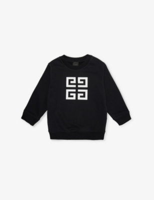 GIVENCHY BLACK BRAND-PRINT COTTON-BLEND SWEATSHIRT 4-12 