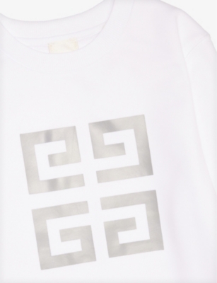 GIVENCHY WHITE LOGO-PRINT COTTON-BLEND SWEATSHIRT 6-12+ 