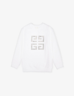 GIVENCHY WHITE LOGO-PRINT COTTON-BLEND SWEATSHIRT 6-12+ 