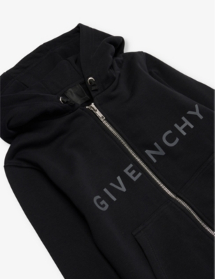 GIVENCHY: Logo-Print Zip-Up Cotton-Blend Hoody 8-12+ years