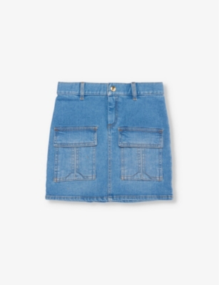 CHLOE: Brand-Patch Denim Skirt 8-14 Years