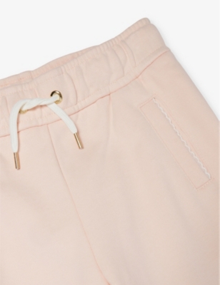 Chloé Scalloped-trim Straight-leg Cotton-fleece Jogging Bottoms 6- In Petal Pink