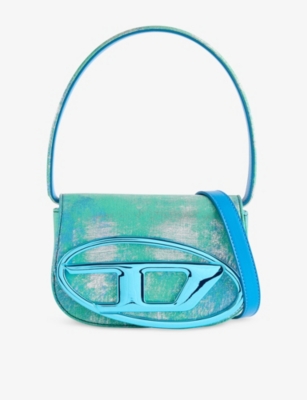 Diesel 1dr Structured Denim Shoulder Bag In Light Blue Green