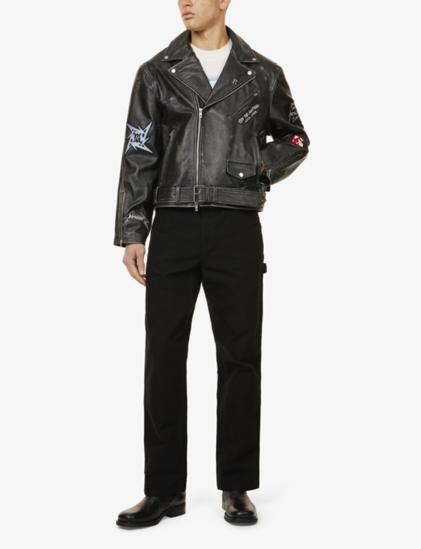 Represent x Metallica zip-pockets relaxed-fit leather jacket