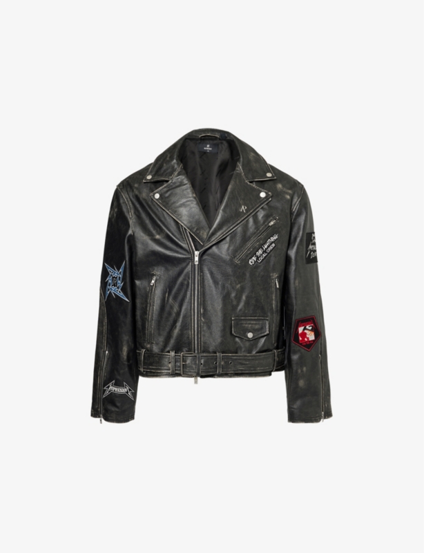 Represent x Metallica zip-pockets relaxed-fit leather jacket