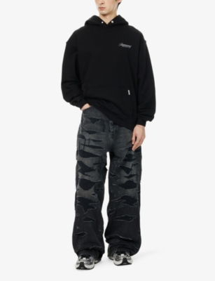 Represent Black Hoodie With Logo Lettering Detail On The Front And Maxi Logo Print On The Rear In Cotton Man In Black