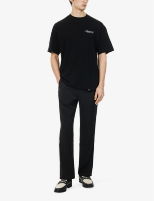 Represent Black Crewneck T-shirt With With Front And Back Owners Club Print In Cotton Man In Black