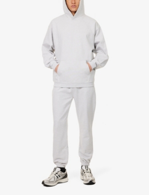 Represent Mens Initial Kangaroo-pocket Relaxed-fit Cotton-jersey Hoody Ice Grey Marl In Ice Grey Marl
