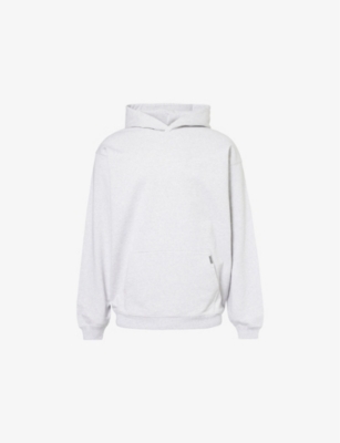 Represent Mens Initial Kangaroo-pocket Relaxed-fit Cotton-jersey Hoody Ice Grey Marl In Ice Grey Marl
