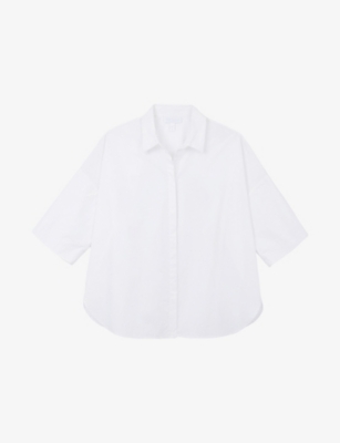 The White Company S Oversized Short-sleeve Cotton-poplin Shirt White In White