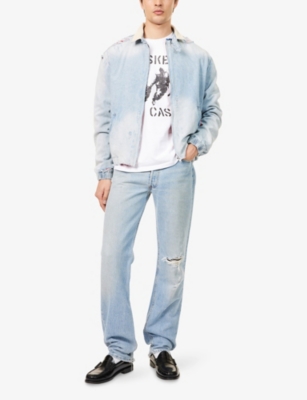 BASKETCASE: Distressed Padded Denim Jacket