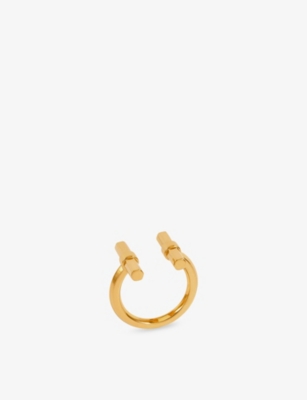 Rachel Jackson Womens T-bar Adjustable 18ct Gold-plated Sterling Silver Ring In Gold