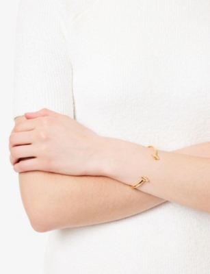 Rachel Jackson Womens Adjustable 22ct Yellow Gold-plated 925 Sterling Silver Bangle In Gold