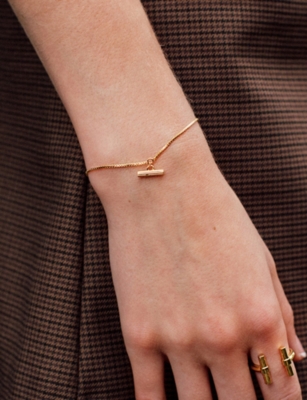 RACHEL JACKSON: Mini T-bar 18ct Gold-Plated Sterling Silver Bracelet