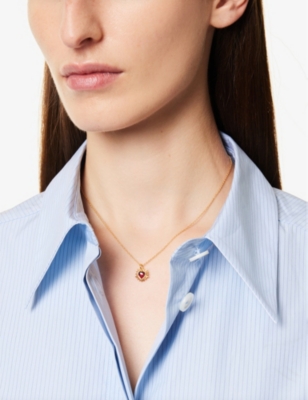 RACHEL JACKSON: Electric Love 22ct yellow-gold plated sterling-silver and garnet pendant necklace