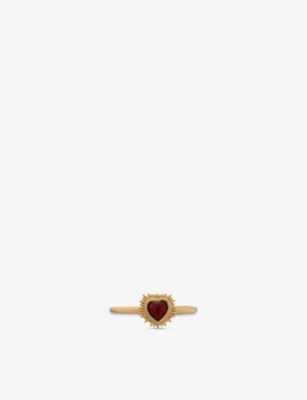 RACHEL JACKSON: Electric Love Mini Heart 22ct Yellow Gold-Plated Sterling-Silver and Garnet Ring