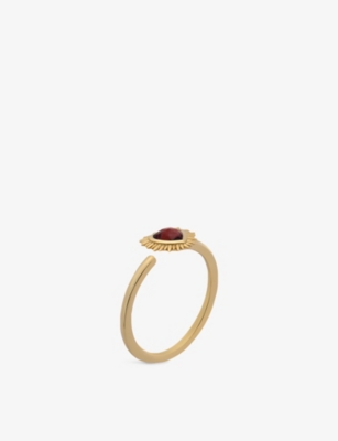 RACHEL JACKSON: Electric Love Mini Heart 22ct Yellow Gold-Plated Sterling-Silver and Garnet Ring