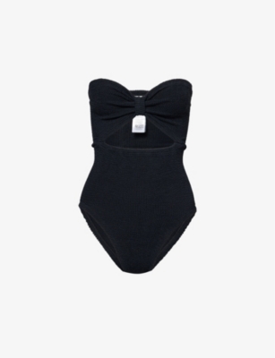 HUNZA G Alana strapless cut out seersucker swimsuit Selfridges