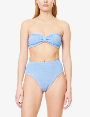 HUNZA G: Ruby bandeau crinkle bikini set