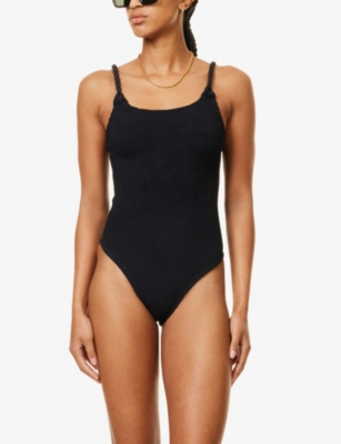 Camille braided-strap crinkle-effect swimsuit