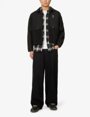 Shop Trapstar Mens  Irongate Coach Cord-panel Cotton-twill Jacket In Black