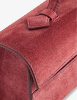 SAVETTE: Slim Symmetry Pochette Suede Top-Handle Bag