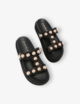 CARVELA WOMENS BLACK GIANNA FAUX-LEATHER SANDALS EUR 41 / 8 UK 