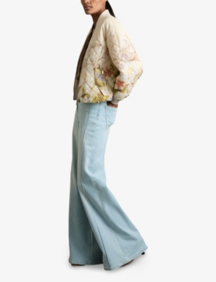 REISS: Nina Floral-Print Woven Bomber Jacket