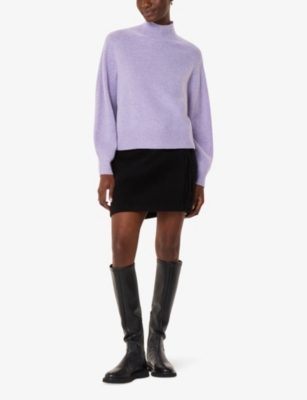 Whistles Wool Funnel Neck Knit Sweater In Lilac