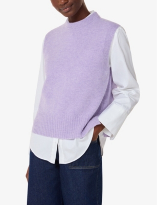 Whistles Womens Round-neck Sleeveless Knitted Wool Vest Lilac In Lilac