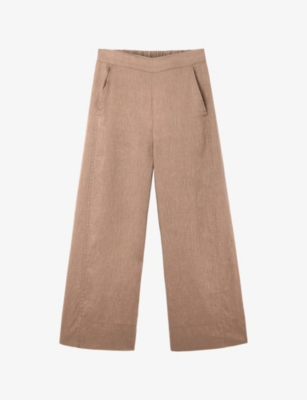 THE WHITE COMPANY: Elasticated-Waist Wide-Leg Cropped Linen Trousers
