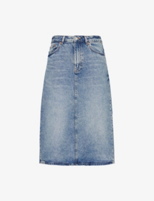 SAMSOE SAMSOE: Saelsie Back-Slit Denim Midi Skirt