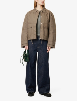 SAMSOE & SAMSOE WOMENS SARIVERA COLLAR REGULAR-FIT COTTON JACKET BUNGEE CORD 