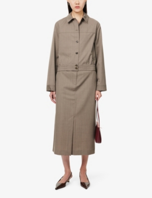 SAMSOE SAMSOE: Saesmella cropped recycled-polyester and wool-blend shirt