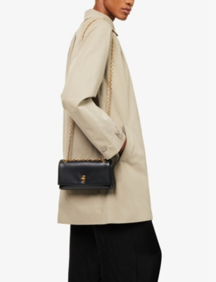 MARC JACOBS WOMENS BLACK THE DUAL LEATHER WALLET ON CHAIN 