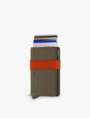 Secrid Womens Green-orange Bandwallet Logo-embossed Aluminium Wallet In Green-orange