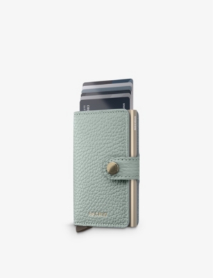Secrid Womens Sea Green Pebble Brand-debossed Leather Wallet In Sea Green