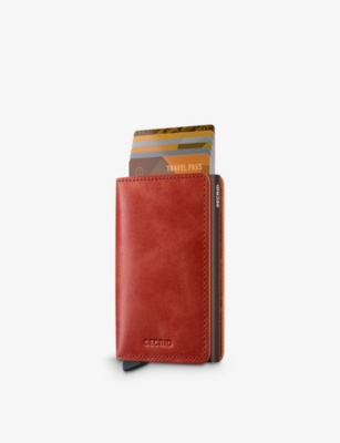 Secrid Womens  Miniwallet Logo-embossed Leather Wallet In Orange